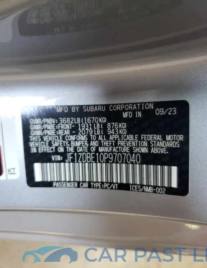 JF1ZDBE10P9707040# 13