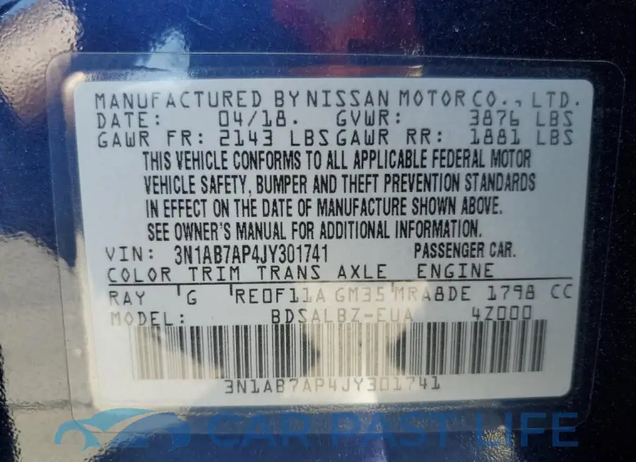 3N1AB7AP4JY301741# 12