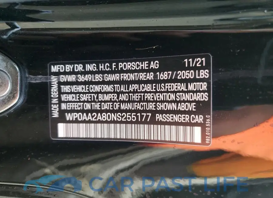 WP0AA2A80NS255177# 13