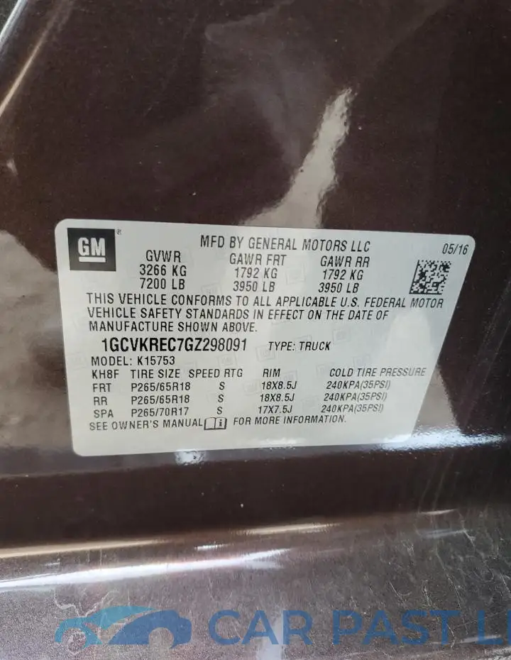1GCVKREC7GZ298091# 12