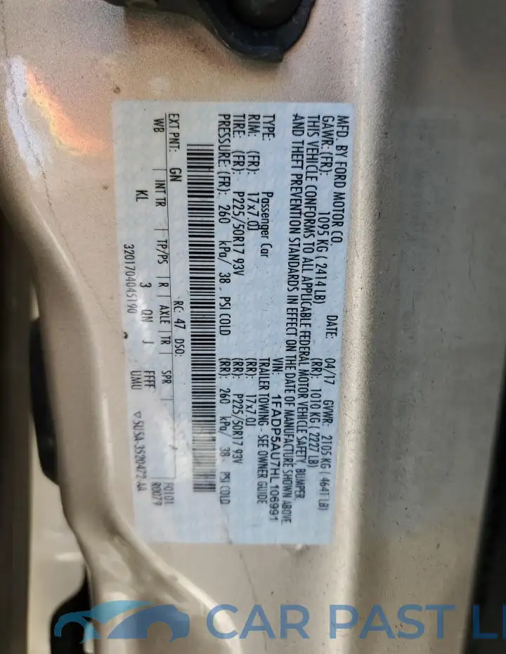 1FADP5AU7HL106991# 12
