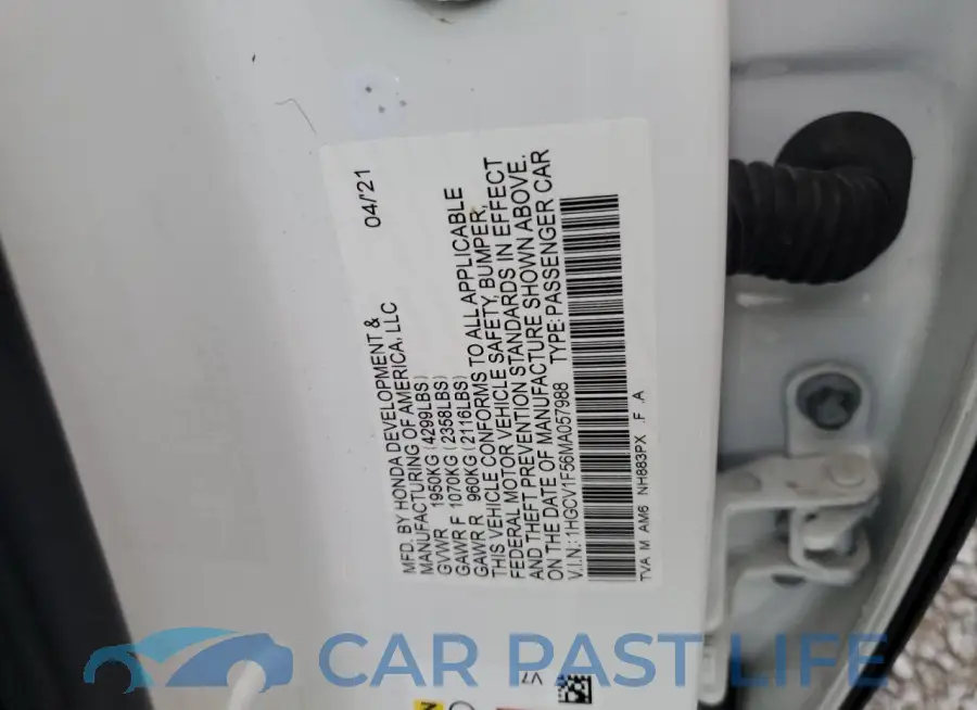 1HGCV1F56MA057988# 12
