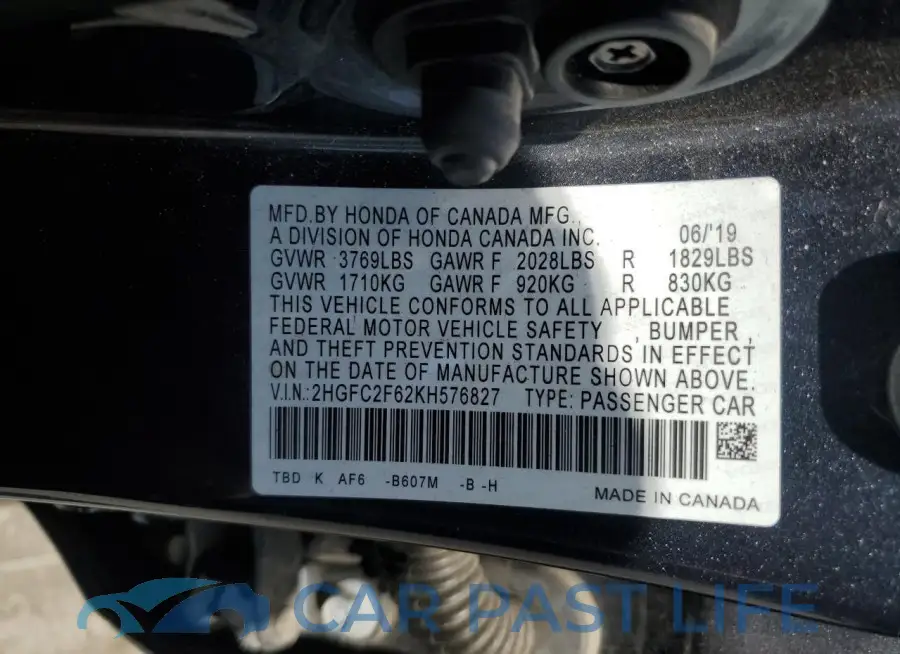 2HGFC2F62KH576827# 12
