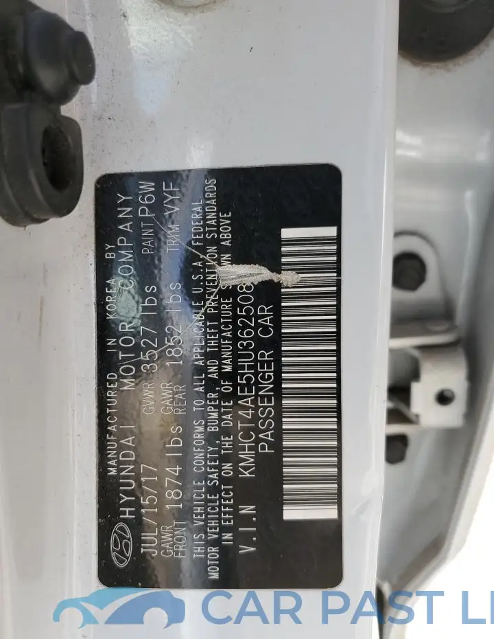 KMHCT4AE5HU362508# 12