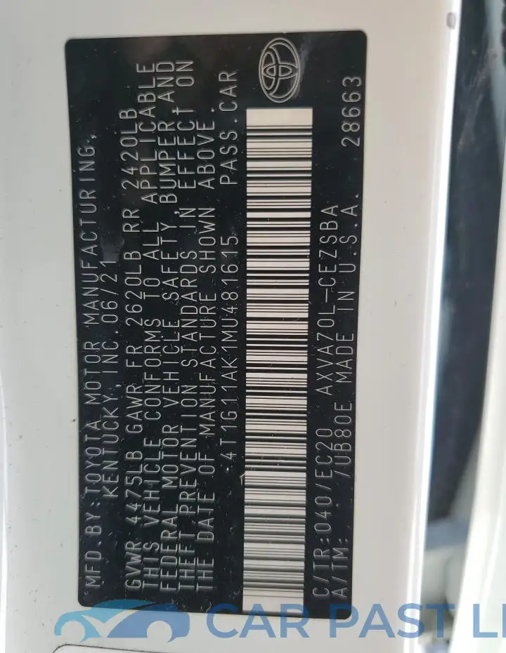 4T1G11AK1MU481615# 12