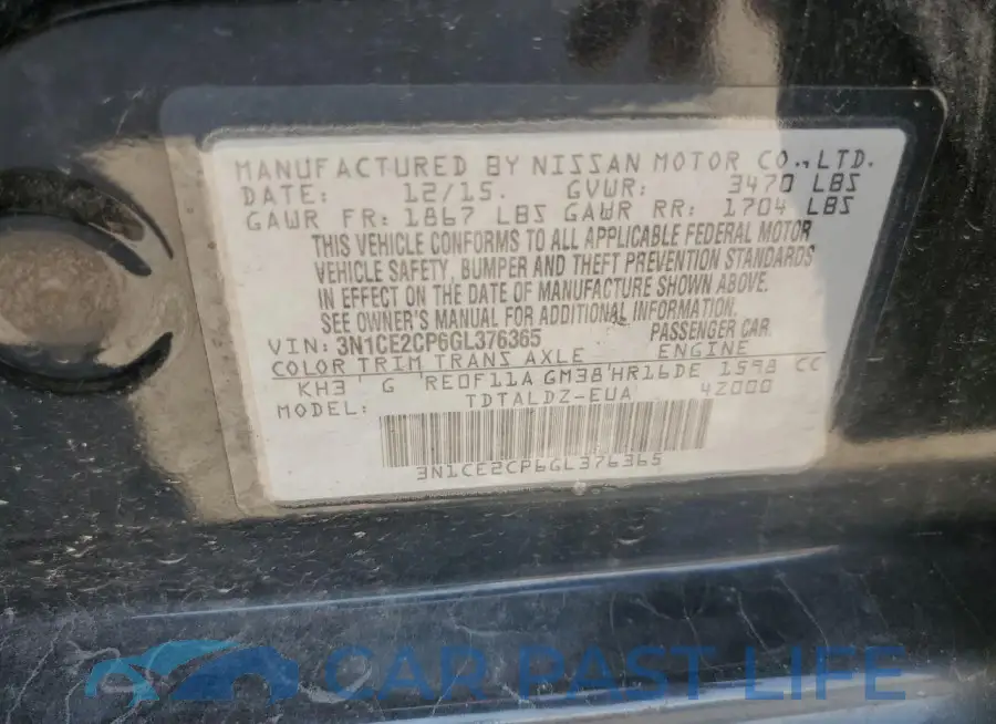 3N1CE2CP6GL376365# 12