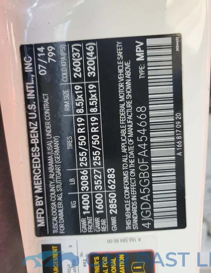4JGDA5GB0FA454668# 14