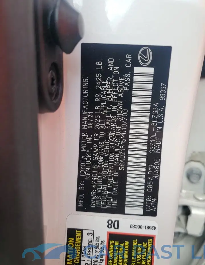 58ADZ1B15MU107700# 13