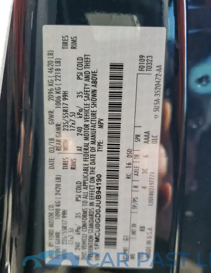 1FMCU0GD0JUB94190# 13