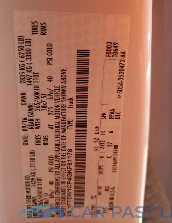 1FTEW1CP4GKF81178# 12