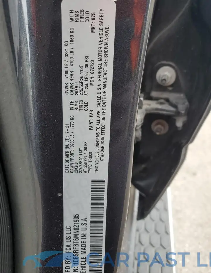 1C6SRFBT6MN821905# 12