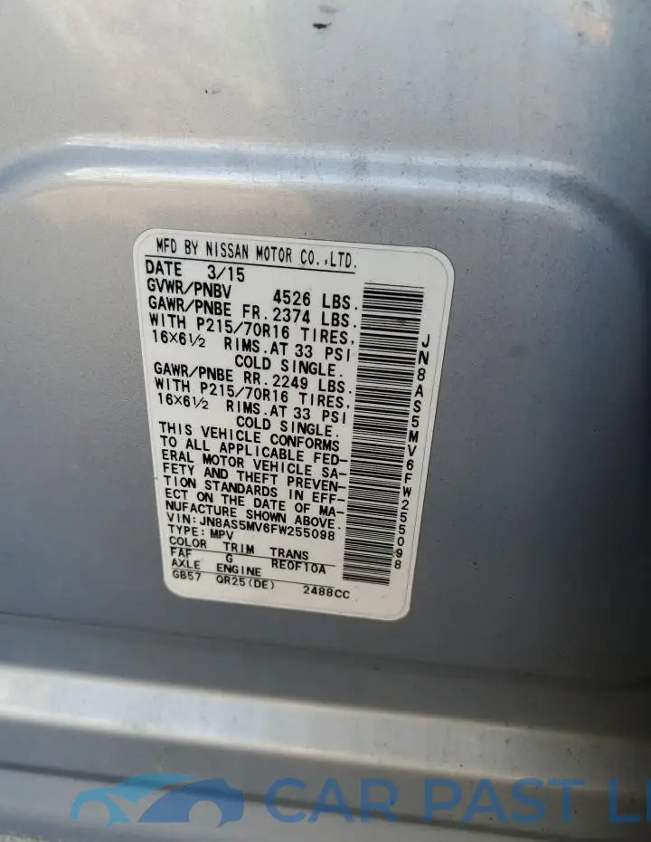 JN8AS5MV6FW255098# 13