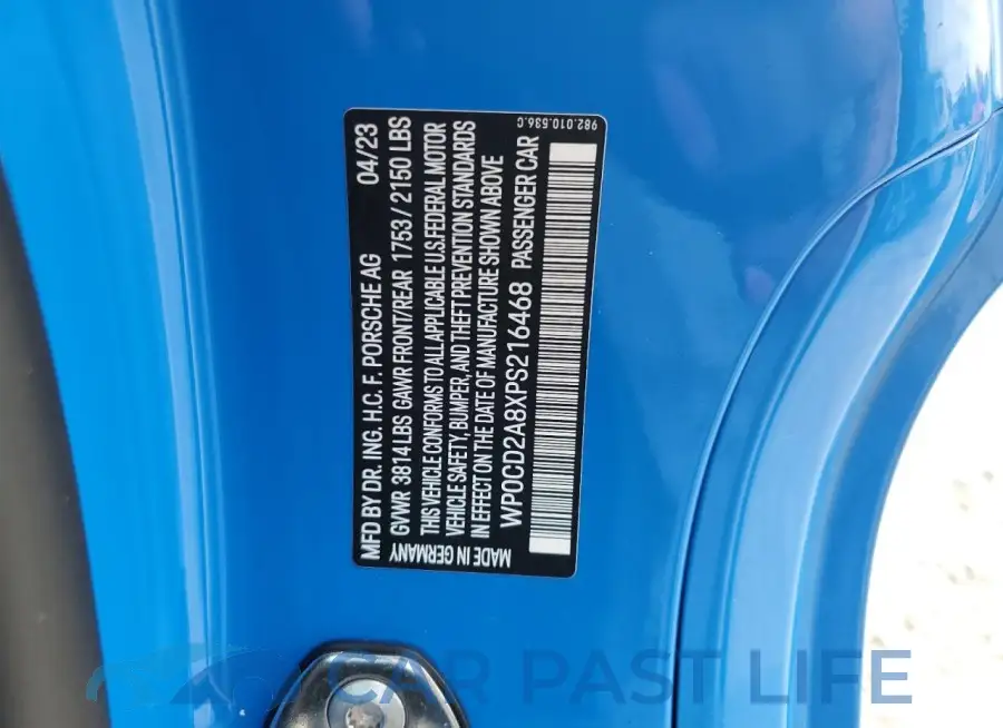WP0CD2A8XPS216468# 13
