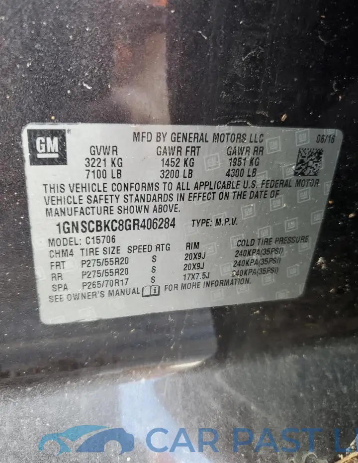 1GNSCBKC8GR406284# 13