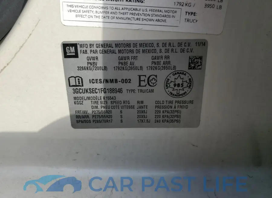 3GCUKSEC1FG188946# 12