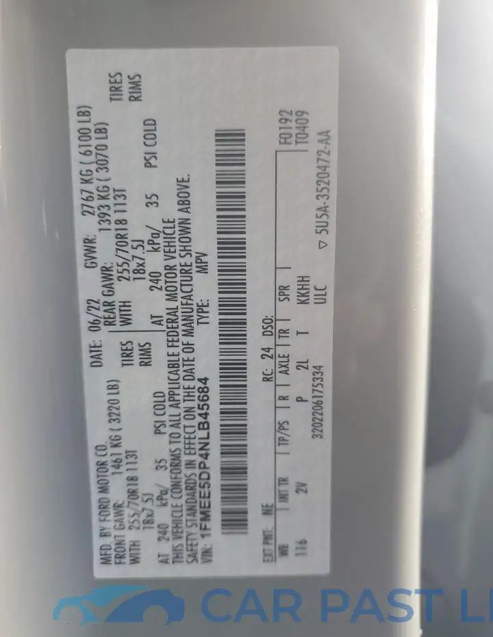 1FMEE5DP4NLB45684# 14