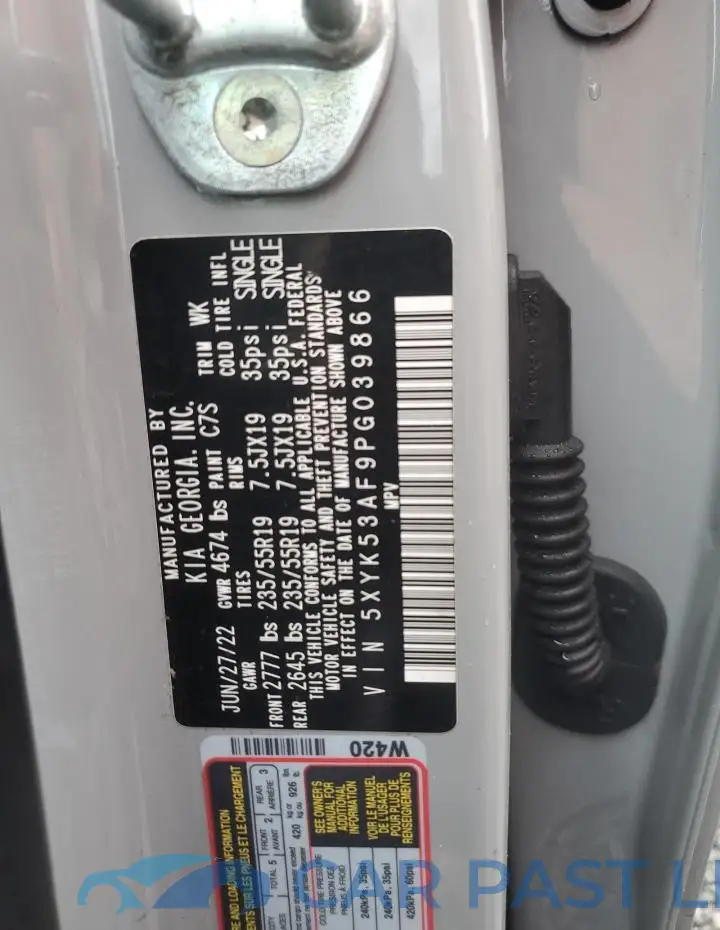 5XYK53AF9PG039866# 14