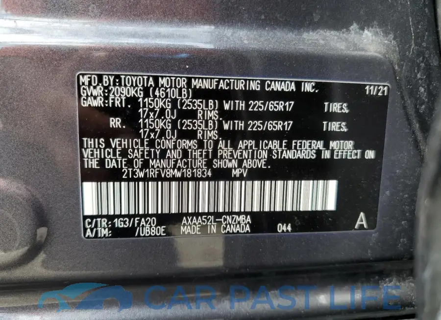 2T3W1RFV8MW181834# 13