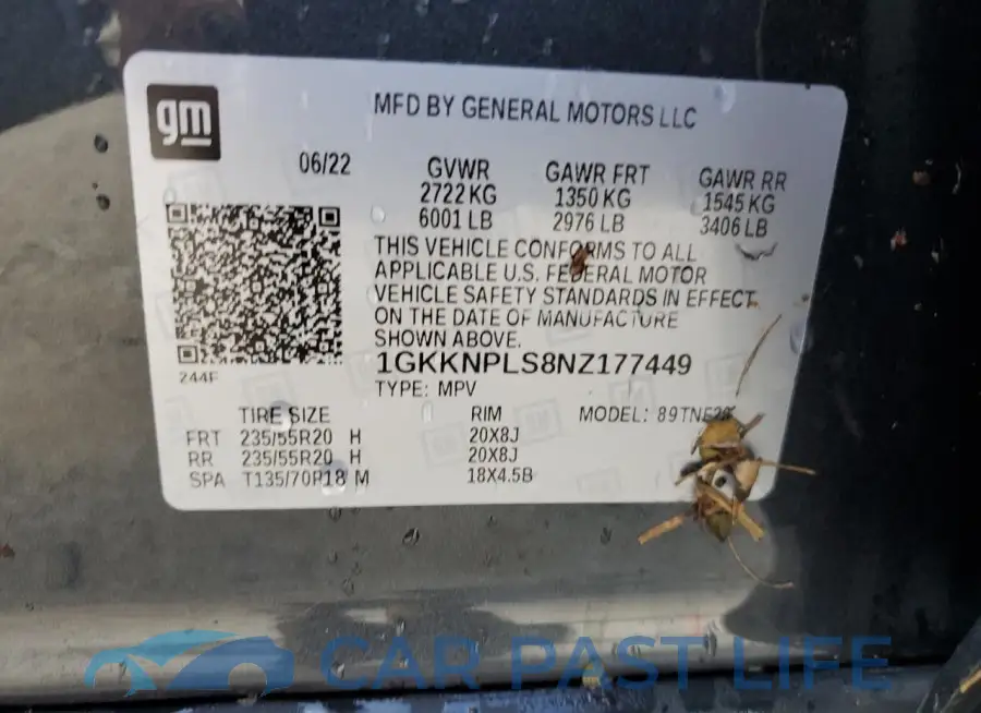 1GKKNPLS8NZ177449# 14