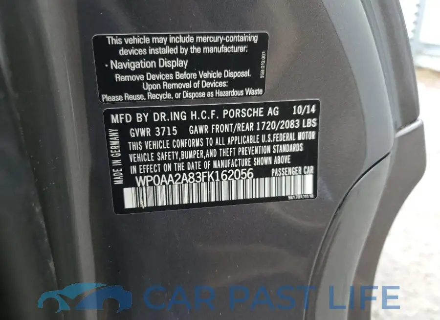 WP0AA2A83FK162056# 13