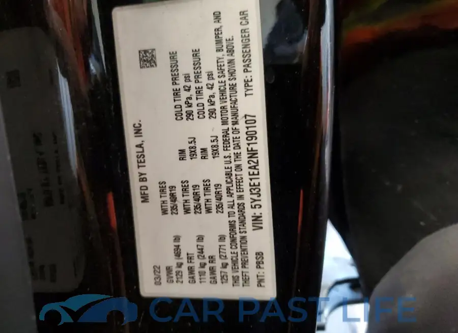 5YJ3E1EA2NF190107# 13