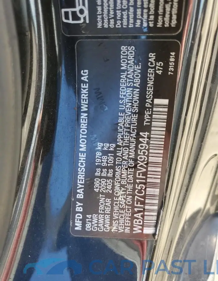 WBA1F7C51FVX95944# 12