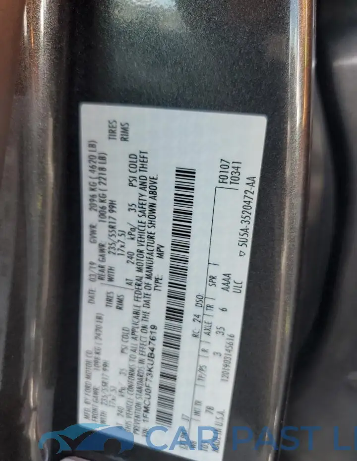 1FMCU0F73KUB47619# 14