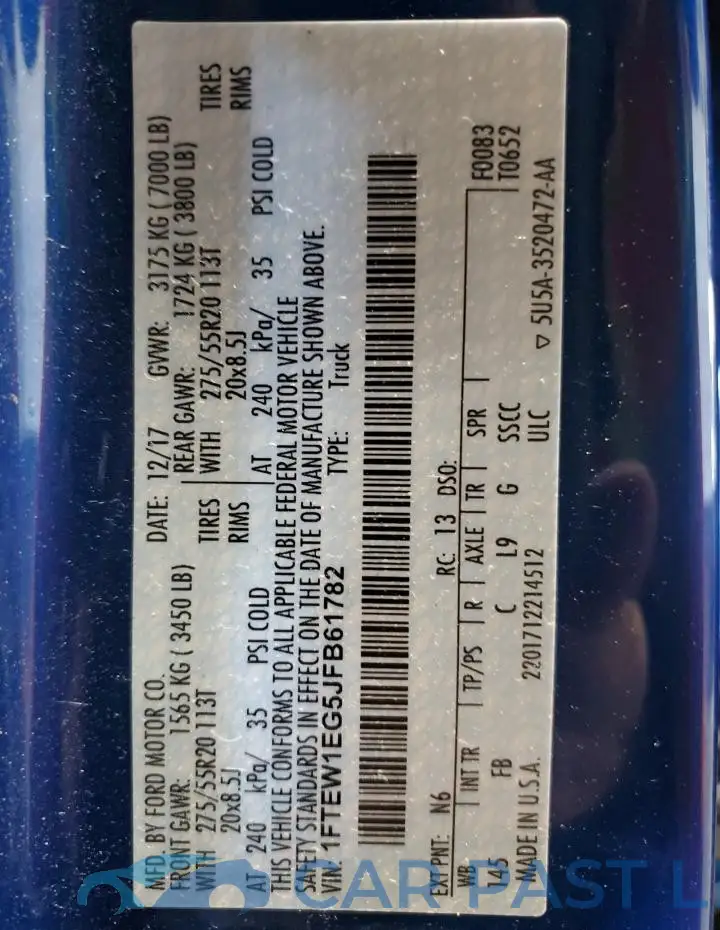 1FTEW1EG5JFB61782# 12