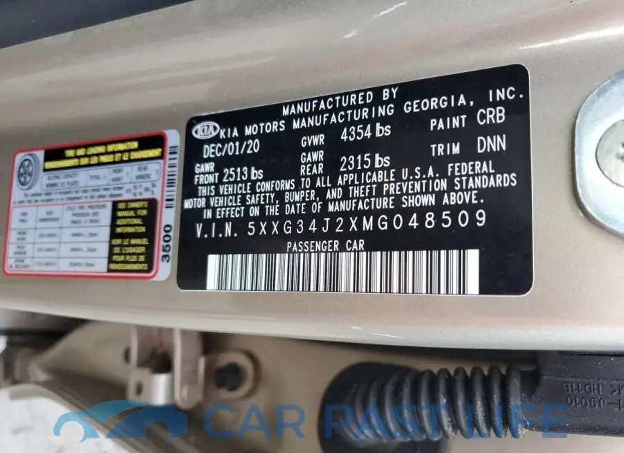 5XXG34J2XMG048509# 12