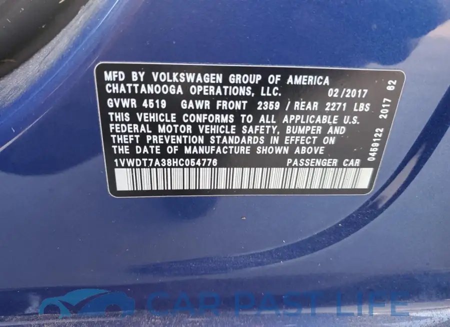 1VWDT7A38HC054776# 13