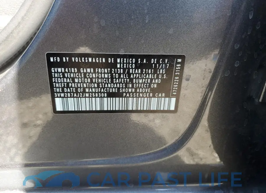 3VW2B7AJ2JM258308# 13