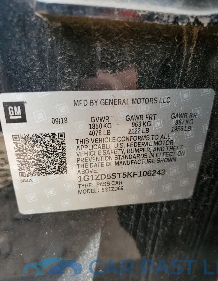 1G1ZD5ST5KF106243# 12