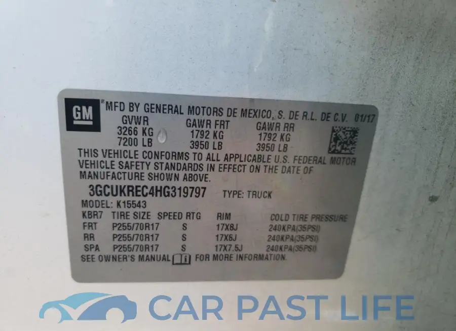 3GCUKREC4HG319797# 12