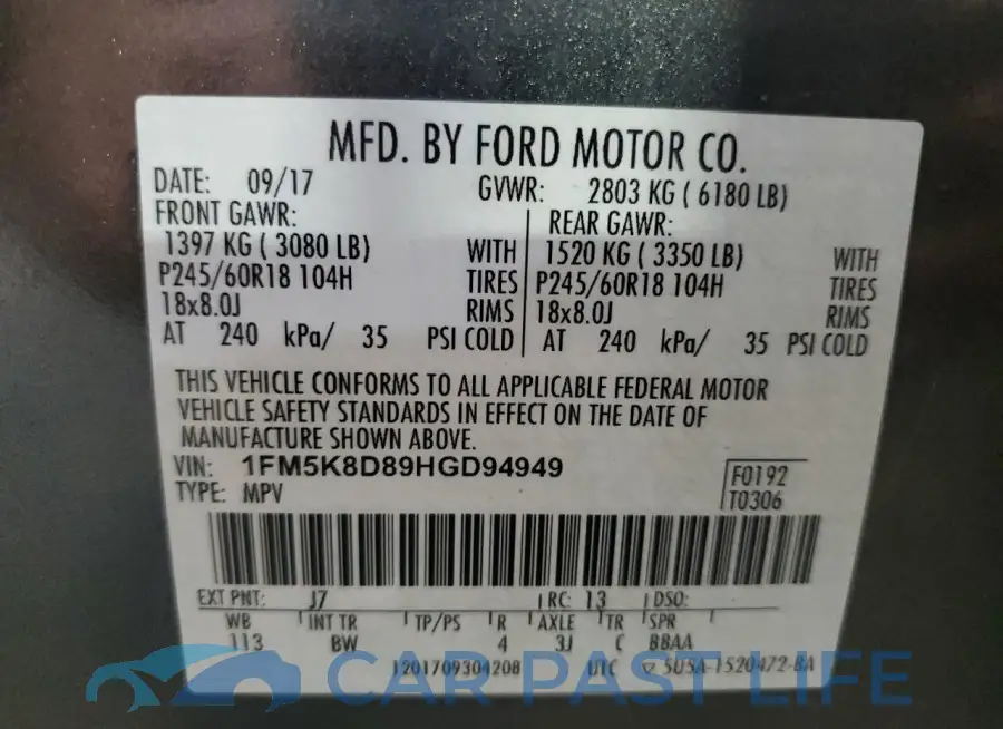 1FM5K8D89HGD94949# 13