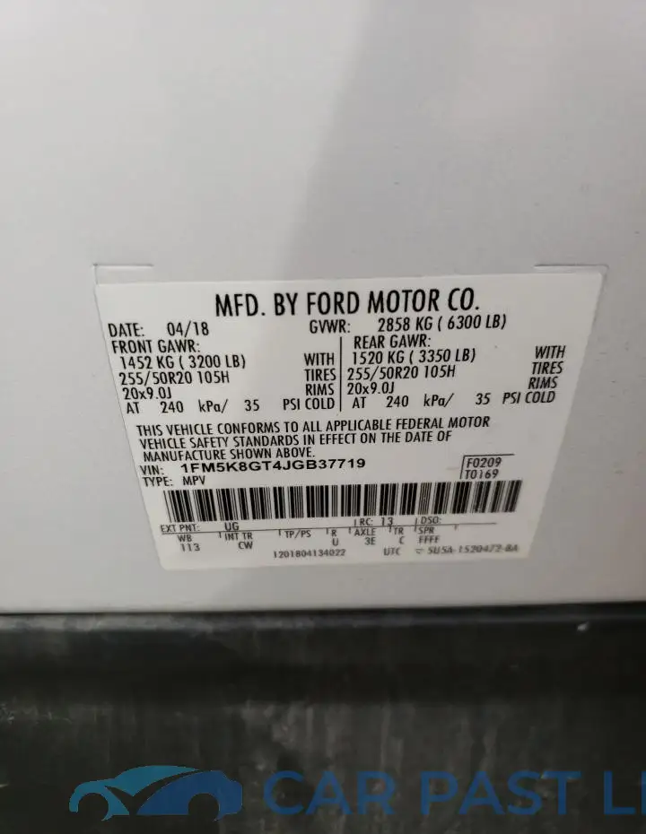 1FM5K8GT4JGB37719# 13