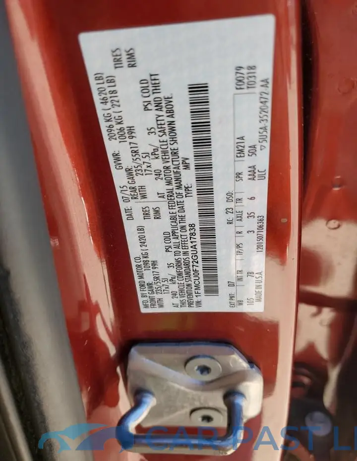 1FMCU0F72GUA17838# 13