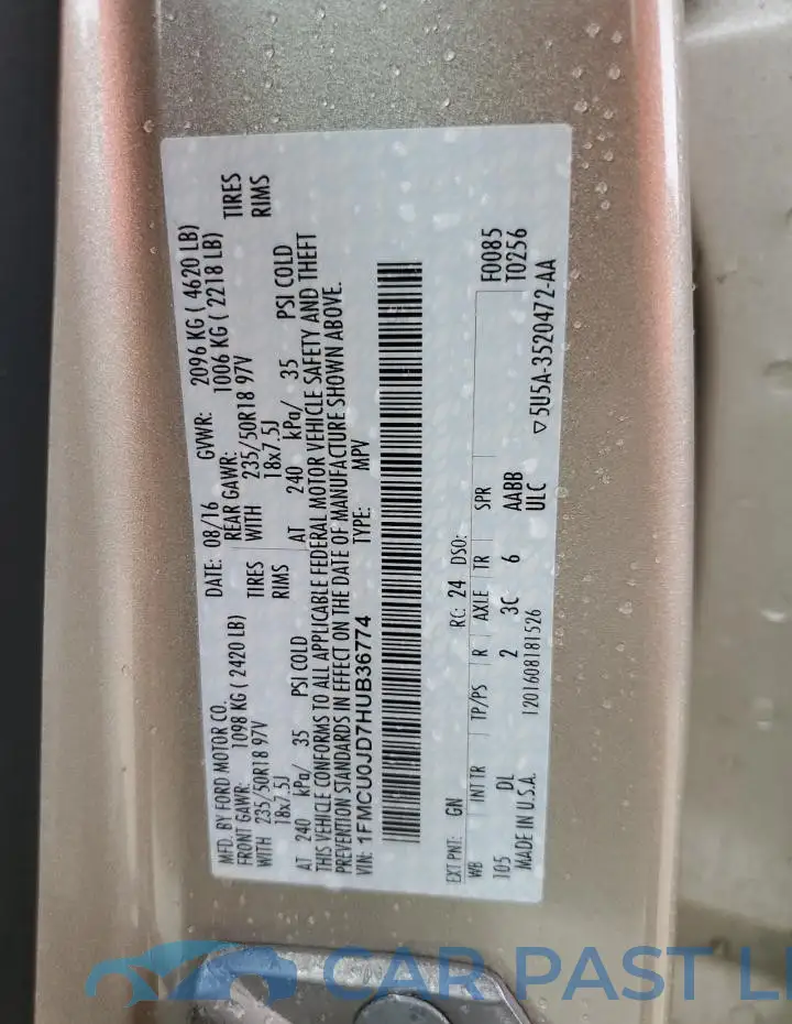 1FMCU0JD7HUB36774# 13