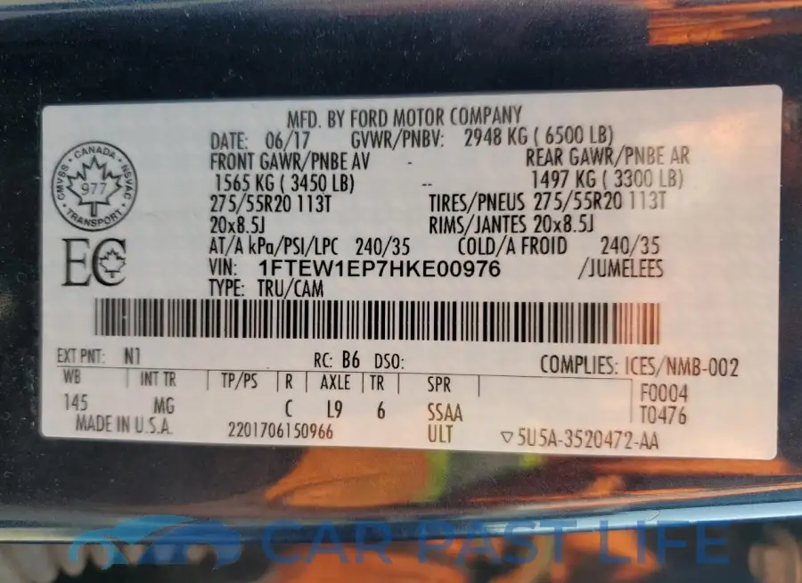 1FTEW1EP7HKE00976# 12