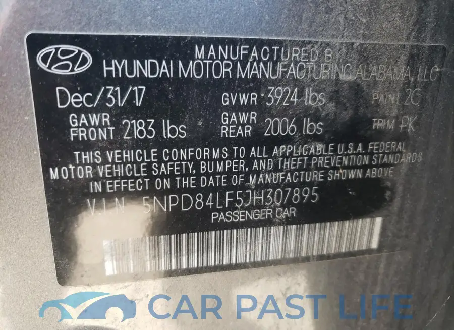 5NPD84LF5JH307895# 12