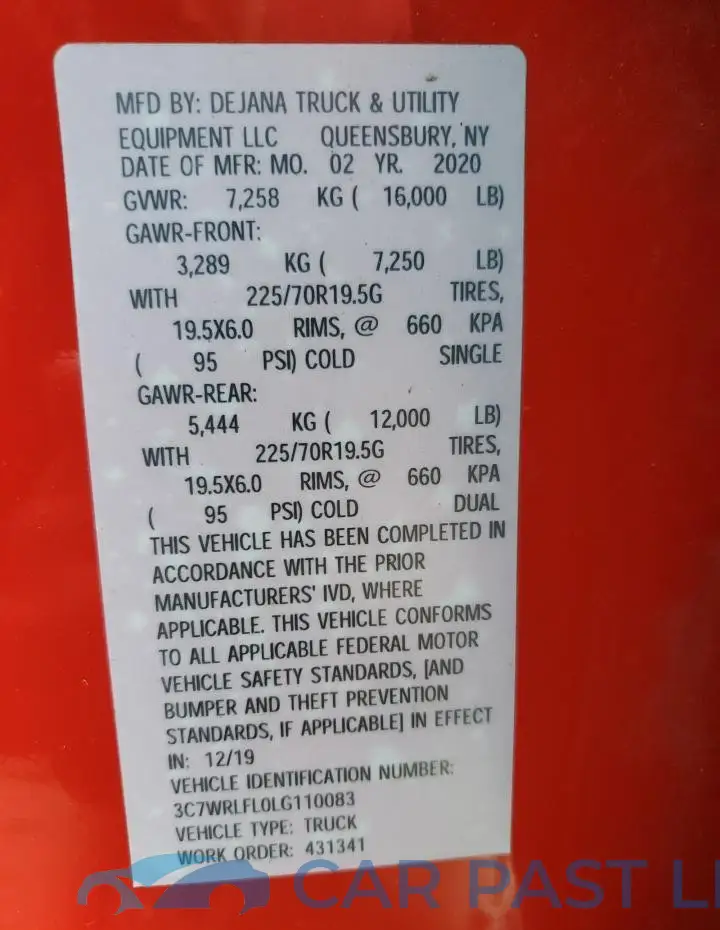 3C7WRLFL0LG110083# 10