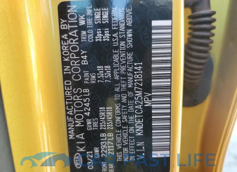 KNDETCA25M7218141# 13