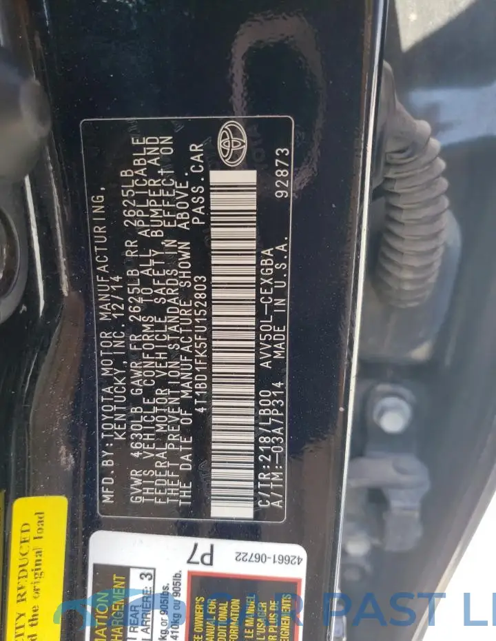 4T1BD1FK5FU152803# 12