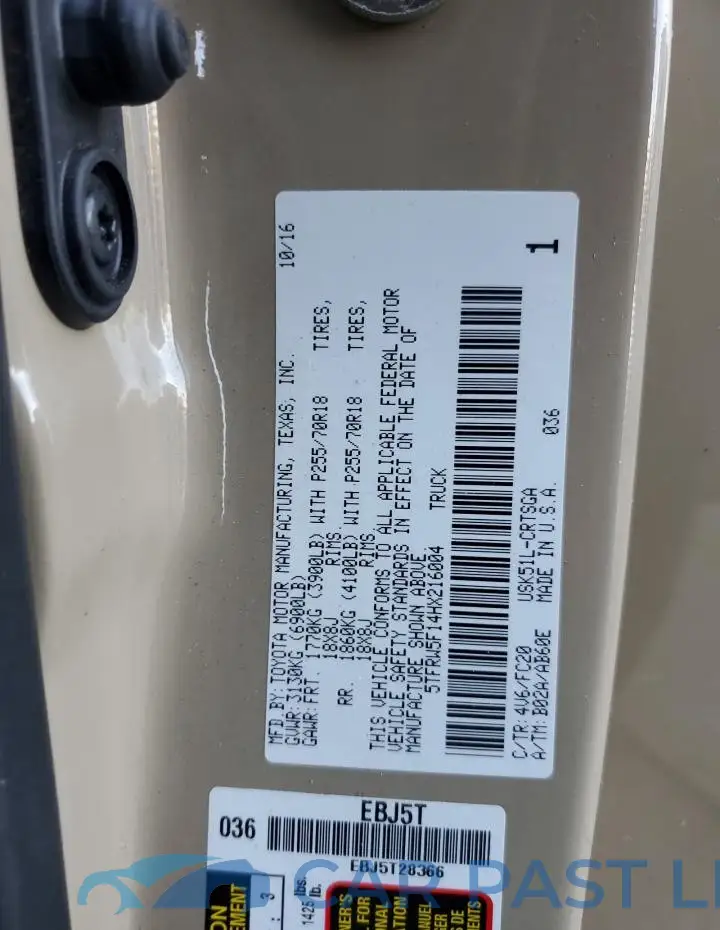 5TFRW5F14HX216004# 12