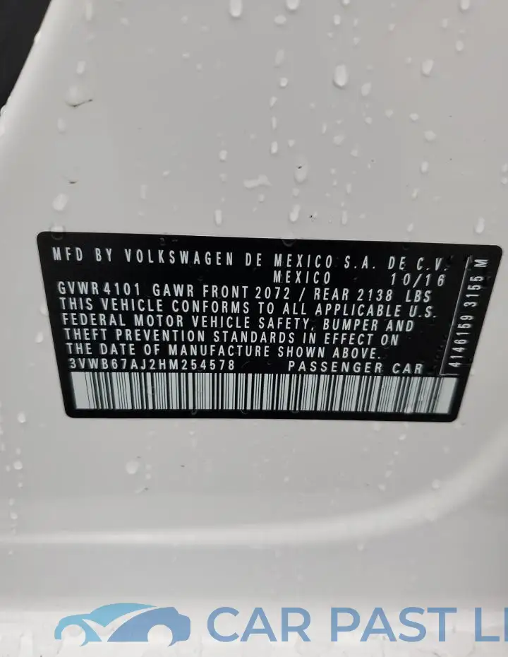 3VWB67AJ2HM254578# 12