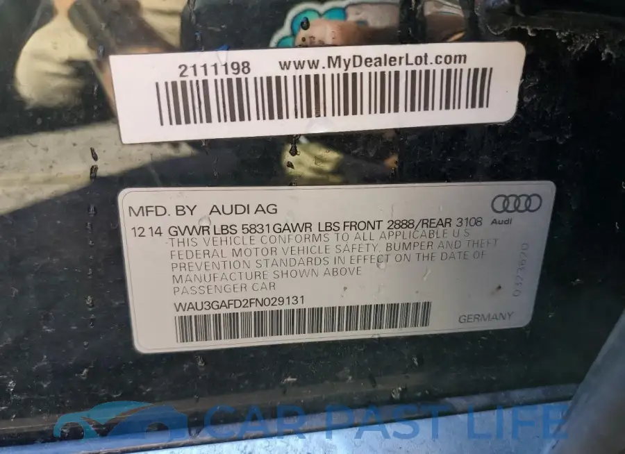 WAU3GAFD2FN029131# 12