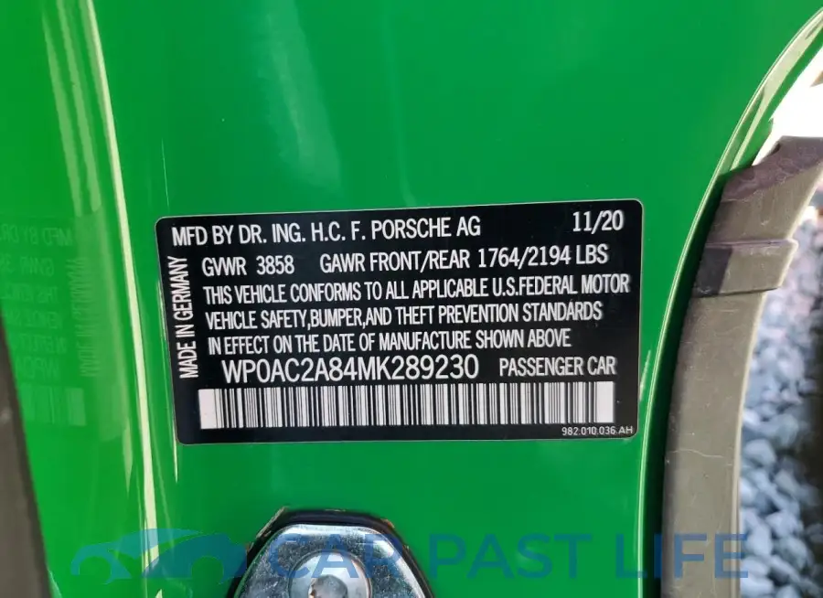 WP0AC2A84MK289230# 12
