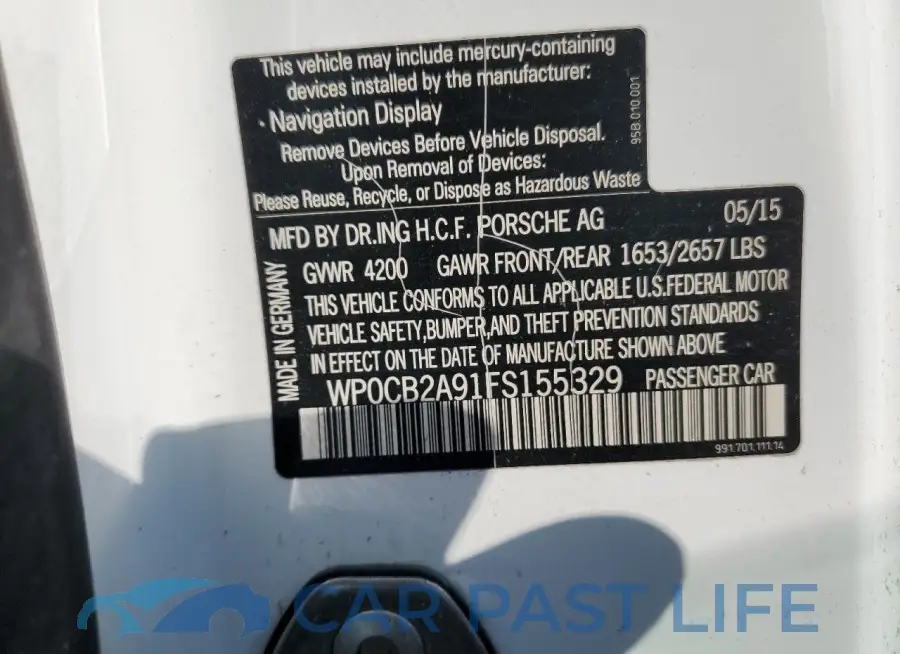 WP0CB2A91FS155329# 12