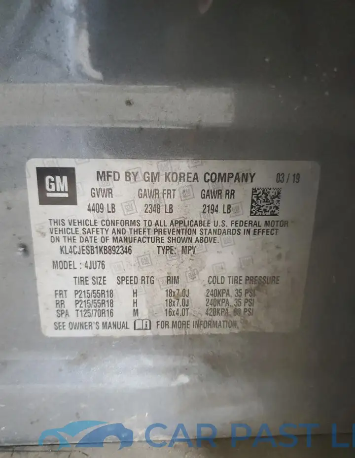 KL4CJESB1KB892346# 13