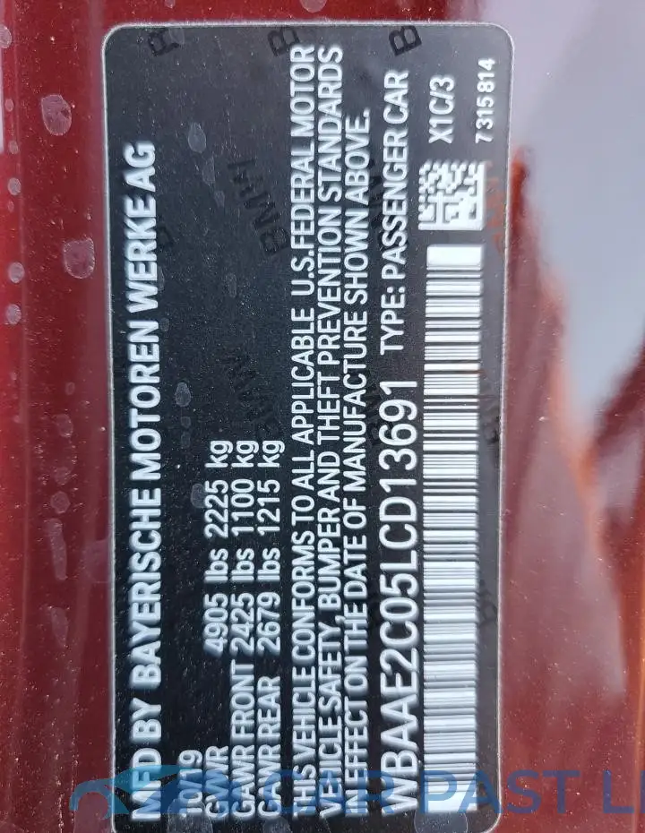 WBAAE2C05LCD13691# 13