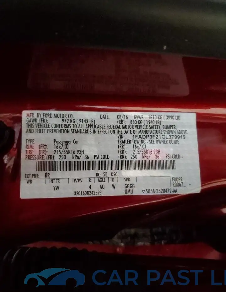 1FADP3F21GL379919# 12